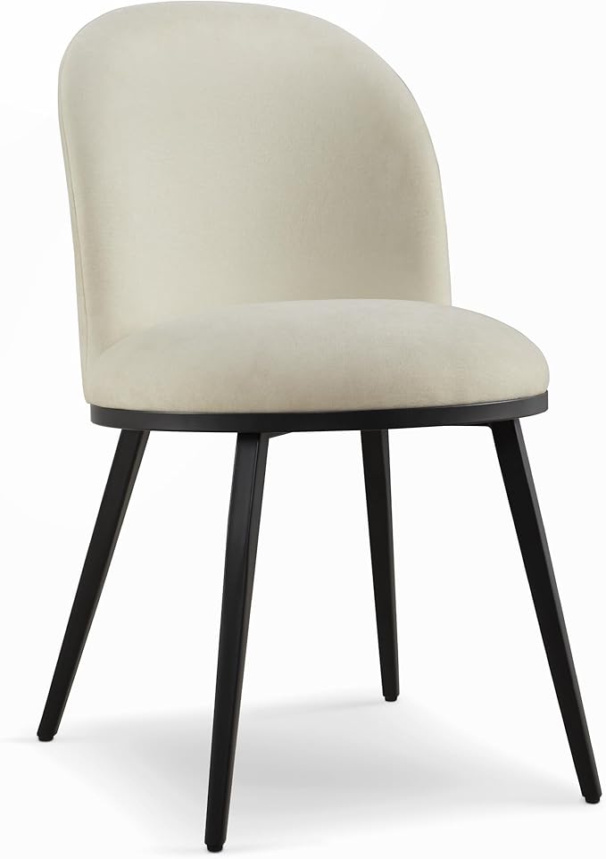 Dining Chairs Set of 4, Fabric Upholstered Dining Room Chairs with Ergonomic Backrest & Metal Legs, Modern Kitchen Side Chairs for Home, Restaurant, and Café, Sand, 2 Boxs