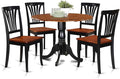 East West Furniture DLAV5-BLK-W 5 Piece Dining Set Includes a Round Dining Room Table with Dropleaf and 4 Kitchen Chairs, 42x42 Inch, Black & Cherry