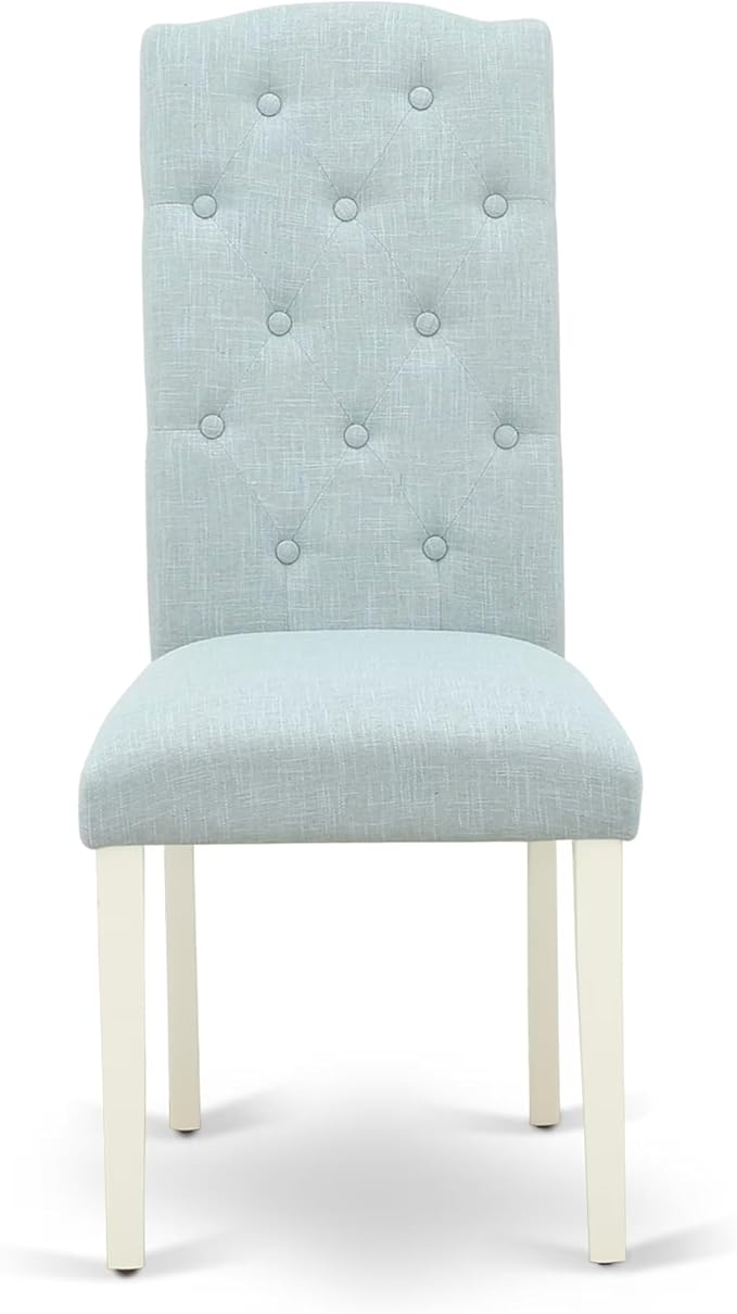East West Furniture V097CE215-5 5 Piece Dining Table Set for 4 Includes a Rectangle Kitchen Table with V-Legs and 4 Baby Blue Linen Fabric Upholstered Chairs, 40x72 Inch, Multi-Color