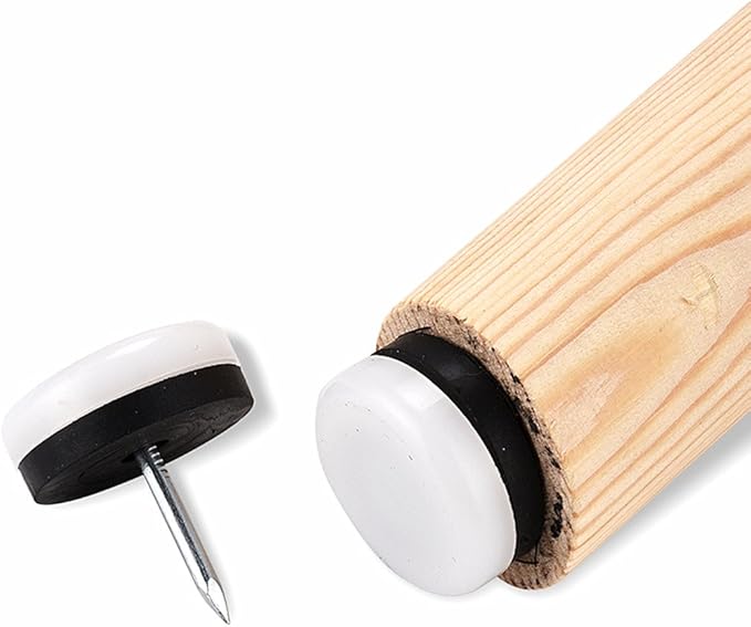 ALIMITOPIA 40pcs Furniture Glide Nail-in Thickened Nylon Chair Glide Slider Furniture Pad Floor Protector for Wooden Furniture Chair Tables Leg Feet(Φ18mm or 0.7";White)