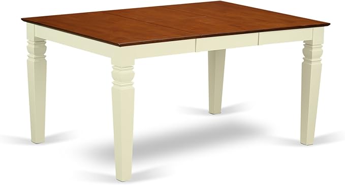 East West Furniture WEIP5-BMK-W 5 Piece Dining Set Includes a Rectangle Dining Table with Butterfly Leaf and 4 Kitchen Chairs, 42x60 Inch, Buttermilk & Cherry