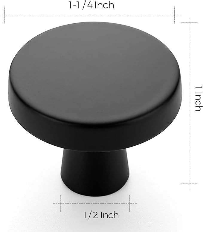 Ravinte 60 Pack Drawer Pulls 1-1/4 Inch Matte Black Kitchen Cabinet Knobs Solid Round Black Dresser Handles for Simple Cupboard Hardware