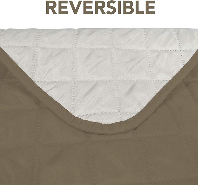 PureFit Reversible Sofa Couch Cover Water Resistant Couch Covers for 3 Cushion, Washable Furniture Cover with Non-Slip Foam and Adjustable Strap for Dogs, Pets (Sofa, Beige/Ivory)