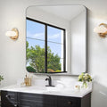 FORBATH 40x36 Inch Silver Bathroom Mirror for Over Sink, Large Rectangular Wall Mirror with Metal Frame, Rounded Corners for Bathroom, Bedroom, Entryway Decor (Horizontal or Vertical)