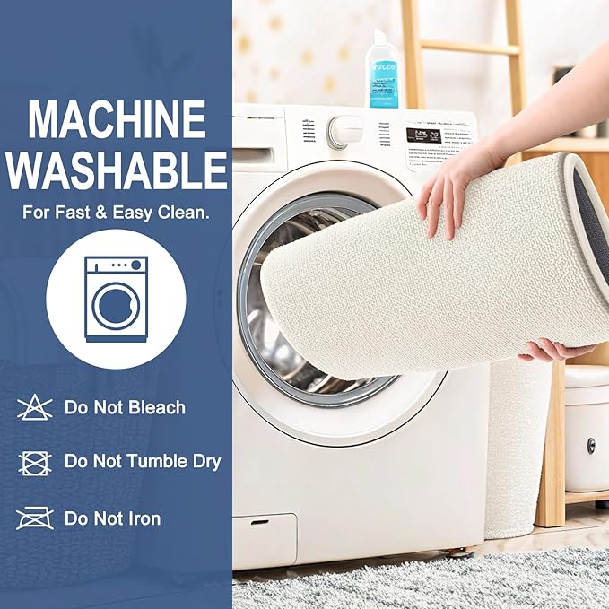 OLANLY Thick Memory Foam Bath Mat Rug 59x24, Extra Soft Absorbent Bathroom Rug, Quick Dry Bath Mats, Non-Slip, Machine Washable Carpet for Bathroom, Tub and Shower, Home Decor Accessories, Ivory