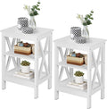 VECELO End Table Side Table with Storage Shelf Nightstands for Living Room,Bedroom Furniture,Shelves,