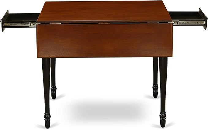 East West Furniture MZNO5-BCH-W 5 Piece Modern Dining Table Set Includes a Rectangle Wooden Table with Dropleaf and 4 Kitchen Dining Chairs, 36x54 Inch, Black & Cherry