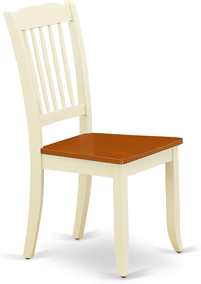 East West Furniture QUDA5-BMK-W 5 Piece Kitchen Table Set for 4 Includes a Rectangle Dining Room Table with Butterfly Leaf and 4 Solid Wood Seat Chairs, 40x78 Inch, Buttermilk & Cherry