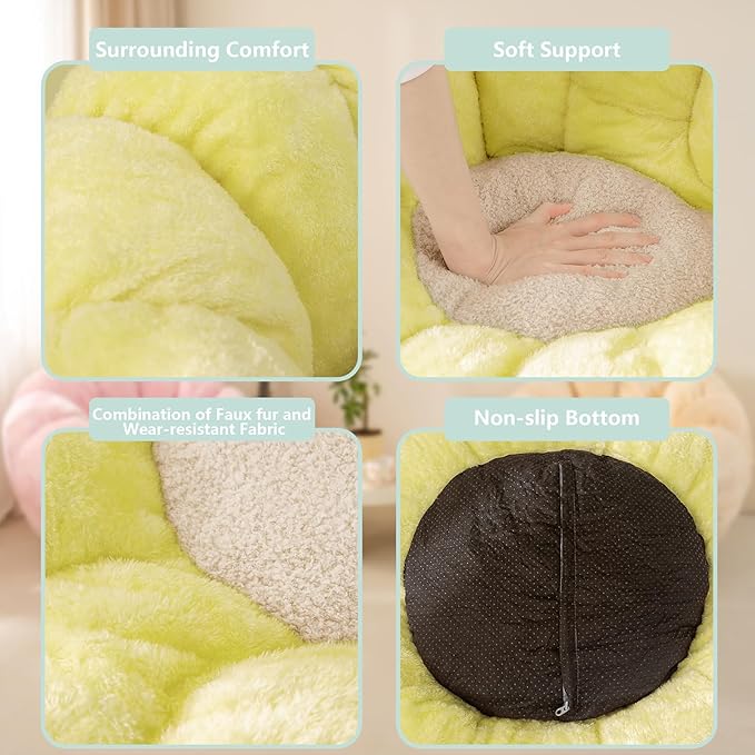 Pumpkin Bean Bag Sofa Chair, Bean Bag Chair with Filler for Teens, Kids, Toddler, Comfy and Lazy Sofa for Dorm, Apartment, Living Room and Bedroom, Grass Green