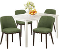 COLAMY 60 Inch Rectangular Kitchen Dining Table for 4, Modern Farmhouse Dining Table Set for 4, Wood Dining Table and Upholstered Dining Chairs for Kitchen, Dining Room, Restaurant, White/Green