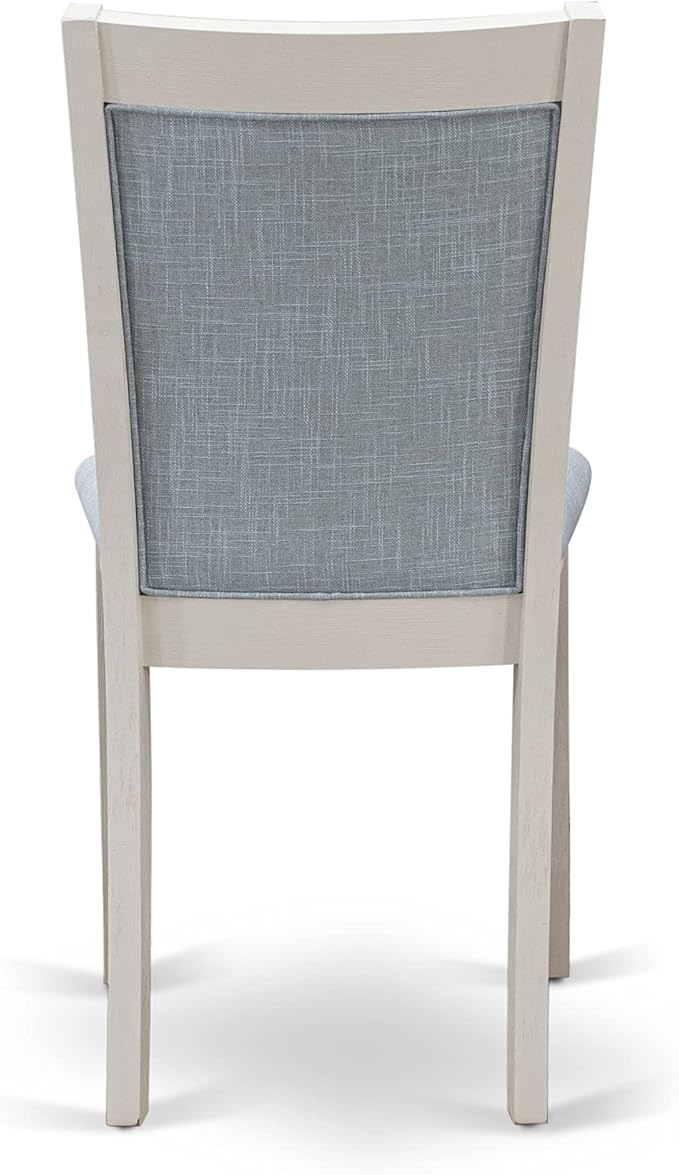 East West Furniture V097MZ015-5 5 Piece Kitchen Table Set for 4 Includes a Rectangle Dining Table with V-Legs and 4 Baby Blue Linen Fabric Parson Dining Chairs, 40x72 Inch, Multi-Color