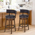 COLAMY Swivel Bar Stools Set of 2, 30 Inch Swivel Bar Height Bar Stools, Wood Swivel Barstools with Back, Modern Upholstered Wooden Barstools for Kitchen Island Dining Room Bar, Dark Brown