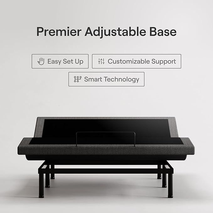 Nectar Luxe King Adjustable Base & 14” Mattress (New Version) - Head & Foot Incline - Medium Firm Memory Foam - Cooling Upgrade - 3 Massage Settings - 365-Night Mattress Trial & Forever Warranty