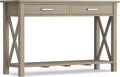 SIMPLIHOME Kitchener Console Table - 47 Inch Wide Solid Wood Sofa Table in Distressed Grey, Contemporary Storage Table for Entryway or Living Room with 2 Drawers, Bottom Shelf, and X-Design Sides