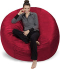 Sofa Sack Bean Bag Chair Cover Only, for Adults and Kids, Without Filling Comfy Fluffy Round or Oval Beanbag Chair Cover Replacement, Lazy Sofa Cover for Reading Chair or Floor Chair, 6-Feet, Cinnabar