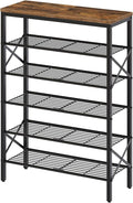 6-Tier Shoe Rack, Shoe Storage Organizer for Closet, Free Standing Shoe Organizer with Metal Mesh Shelves, 24 Pairs of Shoes, Rustic Brown and Black SS06BR