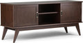 SIMPLIHOME Draper SOLID HARDWOOD 60 inch Wide Mid Century Modern TV Media Stand in Medium Auburn Brown For TVs up to 65 inches for the Living Room and Entertainment Center