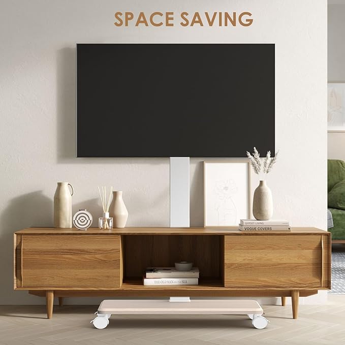 Rolling TV Stand Portrait for 65 70 75 Inch TVs, Tilt and Swivel Mobile TV Cart on Wheels up to 110 Lbs, 6 Height Adjustable PortableTV Stand, Max VESA 600x400mm White