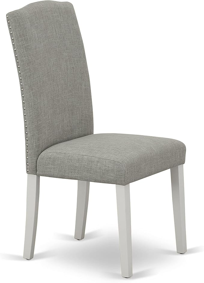 East West Furniture X097EN206-7 7 Piece Dining Room Table Set Consist of a Rectangle Kitchen Table with X-Legs and 6 Dark Shitake Linen Fabric Parson Dining Chairs, 40x72 Inch, Multi-Color