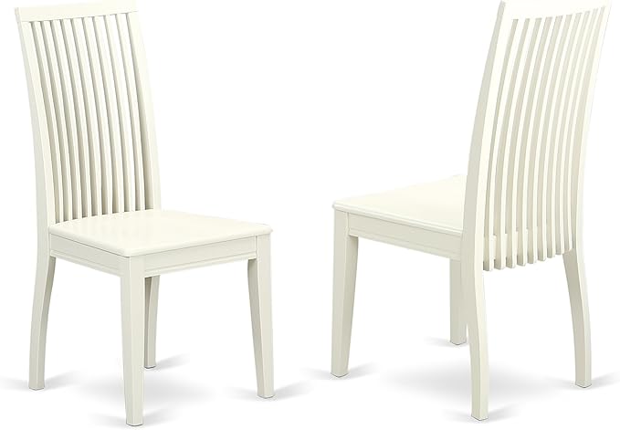 East West Furniture WEIP7-LWH-W 7 Piece Dining Table Set Consist of a Rectangle Dining Room Table with Butterfly Leaf and 6 Wooden Seat Chairs, 42x60 Inch, Linen White