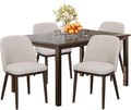COLAMY 60 Inch Rectangular Kitchen Dining Table for 4, Modern Farmhouse Dining Table Set for 4, Wood Dining Table and Upholstered Dining Chairs for Kitchen, Dining Room, Restaurant, Brown/Beige