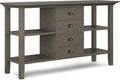 SIMPLIHOME Redmond SOLID WOOD 54 inch Wide Transitional Console Sofa Table in Farmhouse Grey for the Living room Entryway and Bedroom
