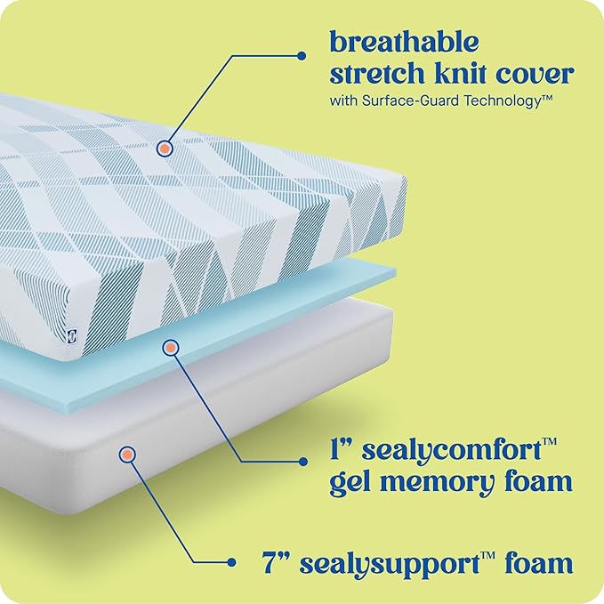 Sealy Dreamlife 8” Foam Mattress-in-a-Box, California King, SealyComfort Gel Memory Foam, Surface-Guard Technology, Breathable Comfort