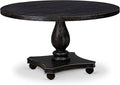 I52-11-TP Wooden Breakfast Table with Acacia Wood Round Tabletop and Stylish Pedestal Base - Sand Blasted Black Finish