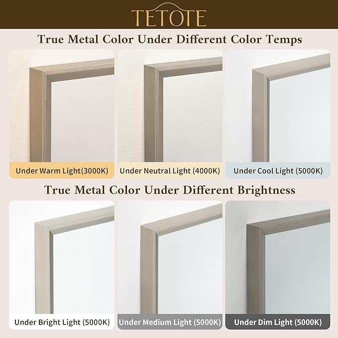 TETOTE Bathroom Mirror for Over Sink Brushed Nickel Beveled Frame 42" x 36" Rectangle Bathroom Vanity Wall Mirror, Tempered Glass, Stronger Frame, Modern Farmhouse Bedroom, Entryway, Living Room