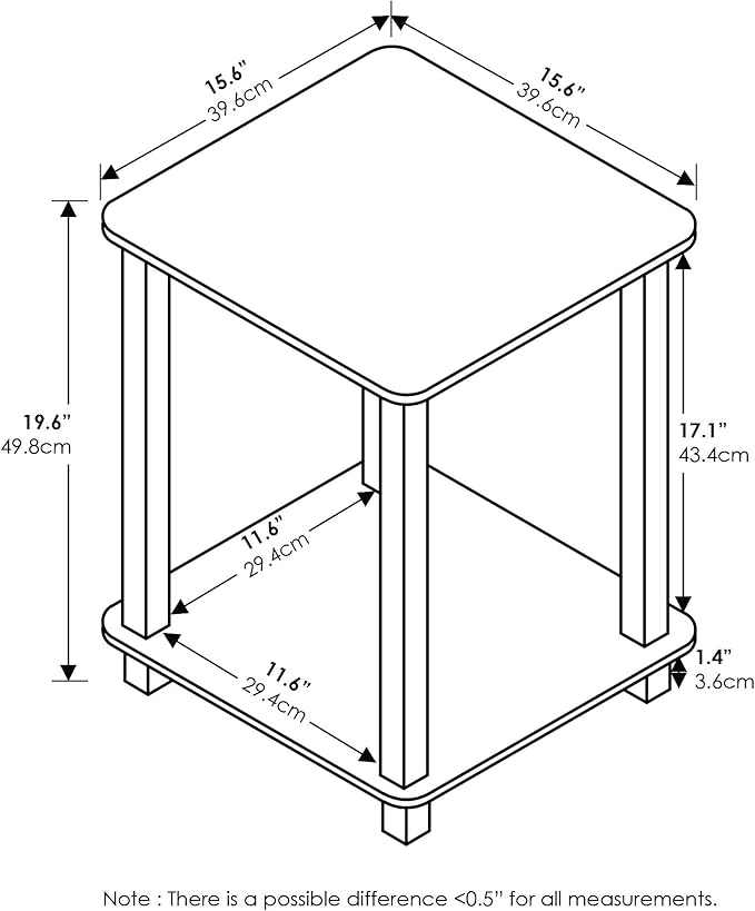 Furinno Simplistic Set of 2 End Table, Sonoma Oak/White