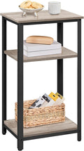 Yaheetech 30 in Tall End Table, 3-Tier with Strong Wooden Shelves, Small Side Table with Metal Frame for Living Room Office, Small Places, Gray