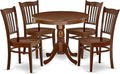East West Furniture ANGR5-MAH-W 5 Piece Dining Room Table Set Includes a Round Kitchen Table with Pedestal and 4 Dining Chairs, 36x36 Inch, Mahogany