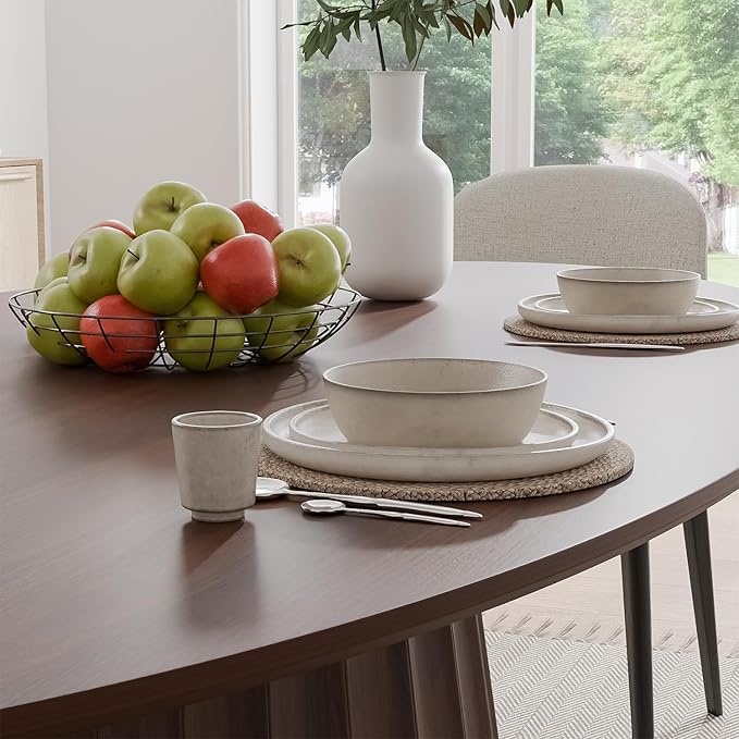 Casaphoria 67" Oval Dining Table, Modern Wood Kitchen Table with Cone Shaped Strip Convex Base for Living Room & Dining Room, Easy Assembly Farmhouse Furniture for 4-6, Walnut
