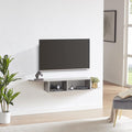 Floating TV Stand, Wall Mounted Entertainment Center and Cabinet Shelf, TV Console with Storage, Media Console for DVD Player, Space-Saving Under TV Shelf for Bedroom, Living Room (Grey)