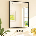 TETOTE Black Mirror for Bathroom Sink 30" x 36" Matte Black Beveled Metal Frame Bathroom Vanity Rectangle Mirror for Wall, Modern Farmhouse, Tempered Glass, Shatterproof, Stronger Frame