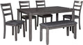 Signature Design by Ashley Bridson Modern 6 Piece Dining Set, Includes Dining Table, 4 Chairs & Bench, Gray