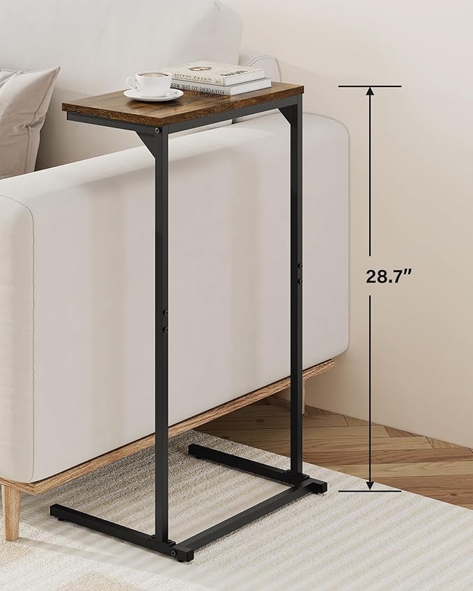 TUTOTAK C Shaped End Table, Tv Tray, Small Side Table, Set of 2, 28.7 inch Tall Couch Table, Tray Table, Sofa Table, Living Room, Bed Room, Brown TB01BB0712