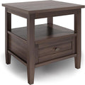 SIMPLIHOME Warm Shaker SOLID WOOD 20 inch Wide Rectangle Transitional End Table in Warm Walnut Brown for the Living Room and Bedroom