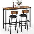 Dining Table Set for 2, 3-Piece Bar Table and Chairs Set, Kitchen Table and Chairs, High Top Table with 2 PU Upholstered Stools, Space-Saving Pub Table Sets for Small Space, Brown