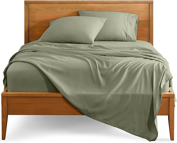 Bare Home Ultra-Soft Split Cal King Sheet Set - Luxury 1800 - Hydro-Brushed - Deep Pockets - Easy Fit - 4 Piece Set - Bedding Sheets & Pillowcases (Split California King, Sage)