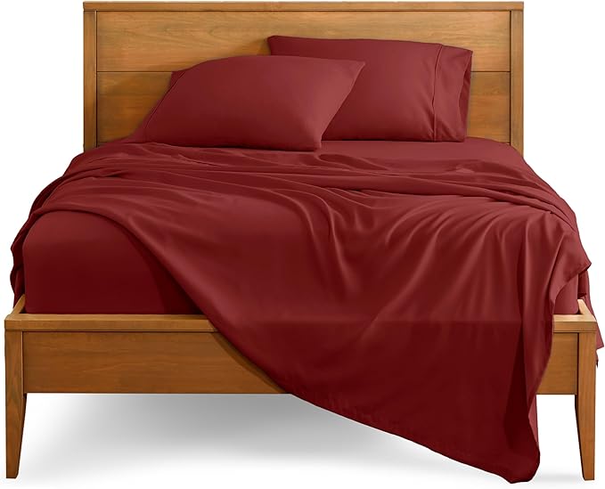 Bare Home King Sheet Set - 1800 Ultra-Soft Microfiber King Bed Sheets - Double Brushed - Deep Pockets - Easy Fit - 4 Piece Set - Bed Sheets (King, Rosewood)