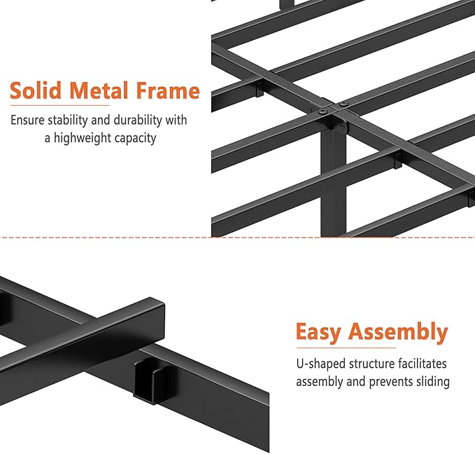 Full Bed Frame-Classic Metal Platform Bed Frame,Mattress Foundation with Steel Slat Support,Under Foundation Storage,No Box Spring Needed, Easy Assembly, Full Size