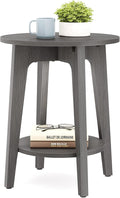 VASAGLE Side Table, Small Round End Table with Lower Shelf, Nightstand for Small Spaces, Living Room, Bedroom, Smoky Gray ULET283T68