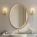 OVALCREST - Oval Wooden Beveled Wall Mirror for Home Decor, Bathroom, Vanity, Bedroom, Living Room, Hallway - London Style (Sunset Gold) 21.1 x 25.1