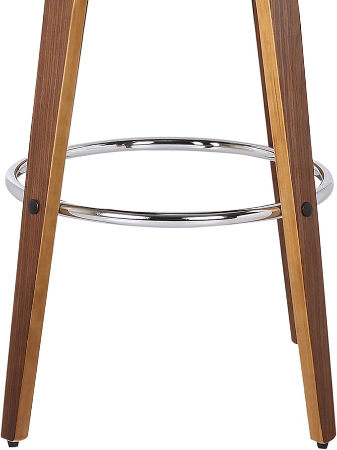 Armen Living Shelly 26" Counter Height Swivel Brown Faux Leather and Walnut Wood Bar Stool - Set of 2