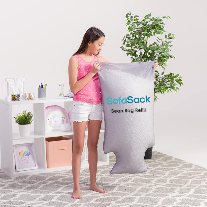 Sofa Sack Foam Filling Bean Bag Refill for Bean Bags, Loungers, and Pool Floats, 100L, White with EZ-Pour Zipper Spout