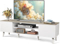 WLIVE TV Stand for 65 70 inch TV, Boho Entertainment Center with Storage Cabinets, TV Console for Living Room Decor, Greige White