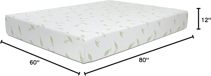 NapQueen Queen Size, 12 Inch Anula Green Tea Infused Memory Foam Mattress, Bed in a Box, CertiPUR-US Certified Mattress