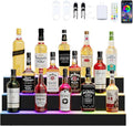 Dethan 3 Tier 30 Inch Liquor Bottle Display Shelf - Illuminated Wine Racks with Multi-Color App & Remote Control, Adjustable Brightness & Sound Modes, Acrylic Bar Shelves Displays