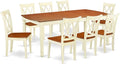 East West Furniture DOCL9-BMK-W 9 Piece Dining Table Set Includes a Rectangle Dining Room Table with Butterfly Leaf and 8 Wood Seat Chairs, 42x78 Inch, Buttermilk & Cherry